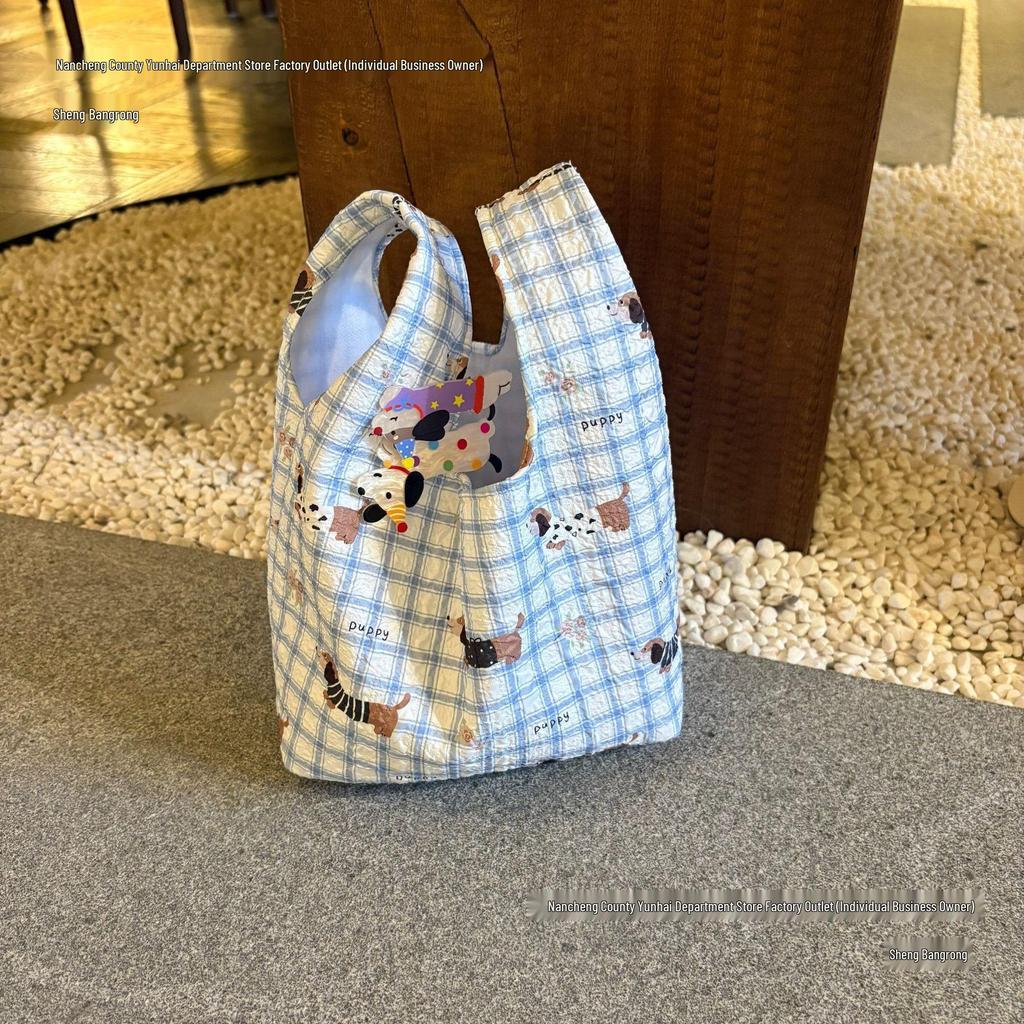 Lingyu Blue Dapple Dachshund Tote Bag - Large Capacity, Portable, Colorblock Handheld Bag