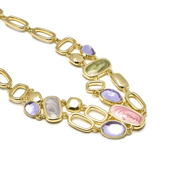 Collier - LUXENTER - Laido - Or 18k - Laque Multicolore - 42cm + 3cm D'extension