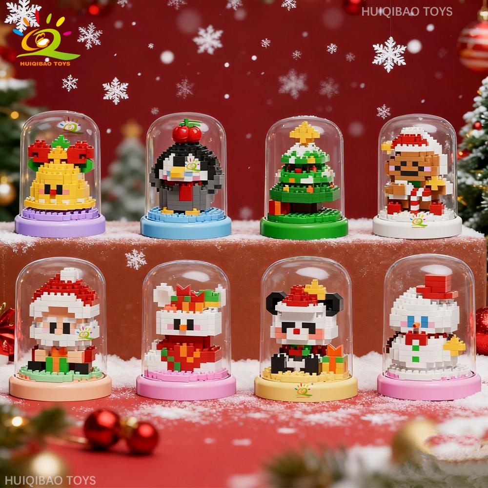 Christmas Tree Santa Claus Penguin Model Building Block DIY Snowman Bricks Toys Children Adult Desktop Ornament Gift