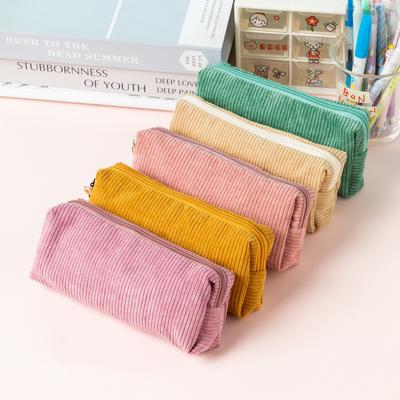 Neues Retro Cord Samt einfarbiges Mäppchen literarische einfache Schreibwarentasche Schüler Schreibwarenbox