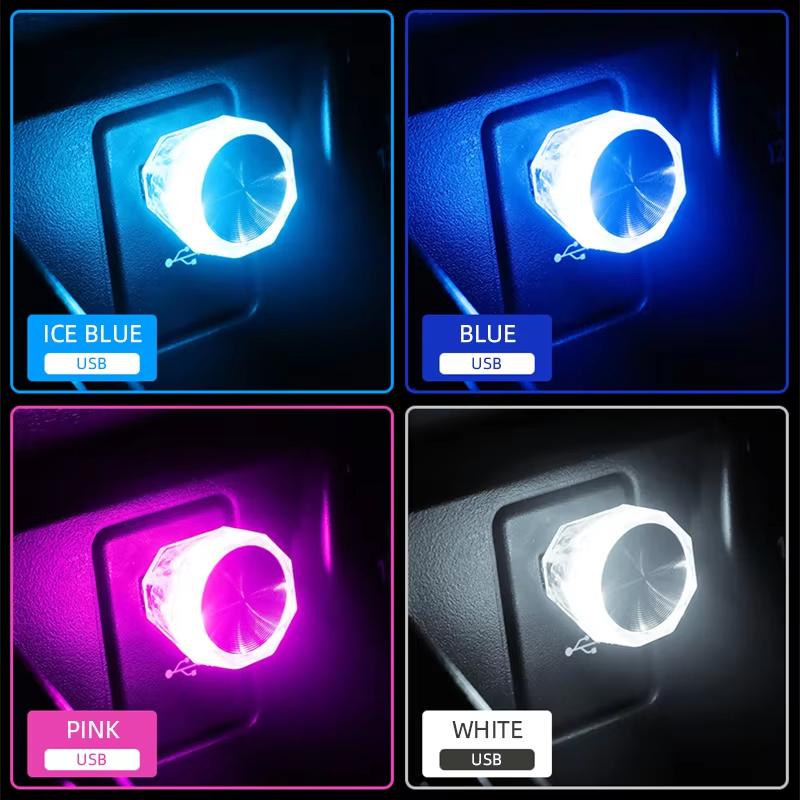 Car Cigarette Lighter USB Atmosphere Light LED Mini Colorful Night Light Wiring-Free Car Interior Lighting Accessories Supplies