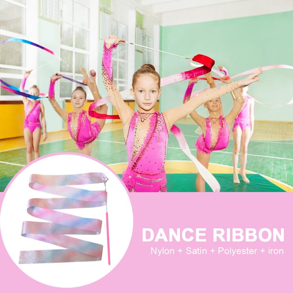 2M Kid Sport Performance Strip Dance Ribbon with Twirling Stick Gymnastics Ribbon for Art Dances for Artistic Dancing Gymnastics