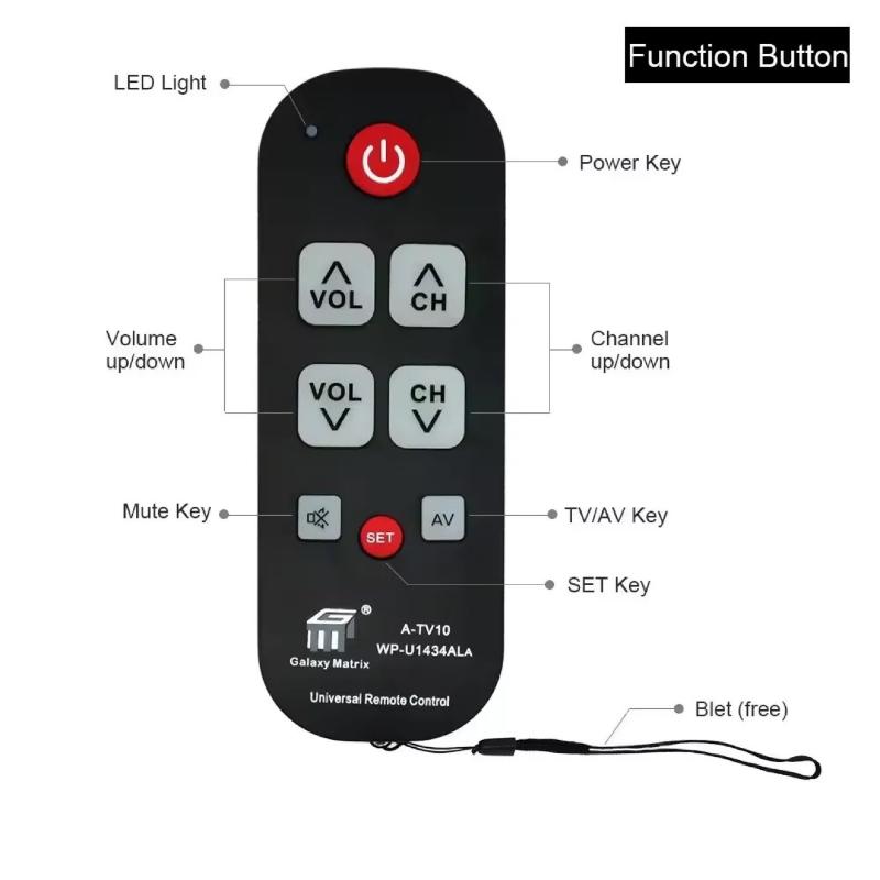 Universal TV Remote Controller A-TV10 Waterproof Simple Remote Control With LED Light Compatible With All TV Models