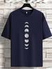 Unisexs Astronomy T Shirt Vertical Moon Phases Minimal Space Graphic Print Short Sleeve Crew Neck Casual Cotton Male Tee