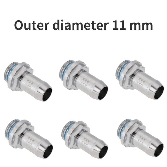 6pcs PC Water Cooling Two-Touch Fitting G1/4 Thread Barb Connector for Computer Cooling System Barb Fitting 6mm /7.2mm/9 Mm/11mm