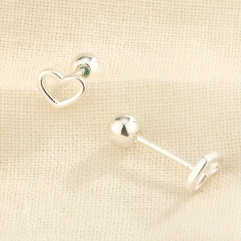 S925 Silver Hollow Heart Stud Earrings For Women Minimalist Screw Back Sleep Friendly Elegant Jewelry