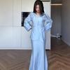 European-American V-Neck Long Dress: 2025 Summer Casual, Loose, Long-Sleeved, Slim-Fit with Tie-Up.
