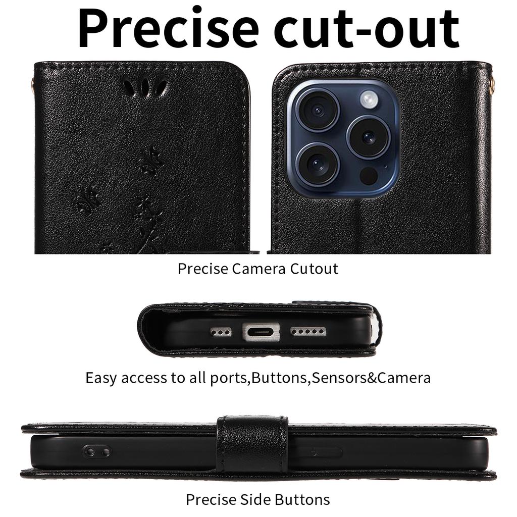 Faux Leather Press Iris Wallet Phone Case for Iphone 16 15 14 13 12 11Pro Max Plus  Mini 7 8 with Lashing, Clamshell, Card Slot