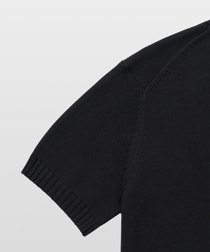 MANNERGRAM 100% Soft Cotton 3-Ply Round Neck Short Sleeve Knit Black