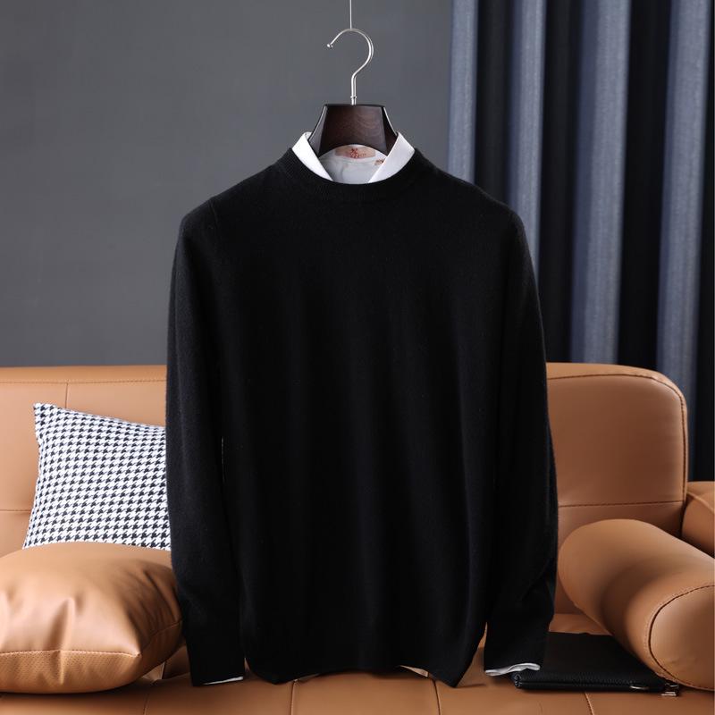 Men's Casual Autumn & Winter 100% Pure Wool V-Neck Loose Knit Sweater