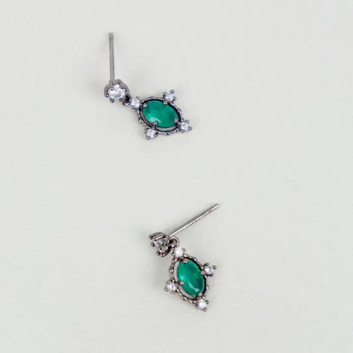 Tiny Gothic Emerald Earring