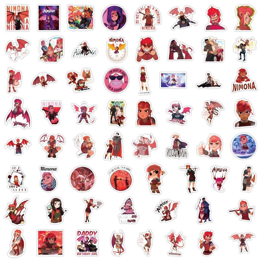 10/60Pcs Monster Girl Nimona Stickers Cartoon Anime Graffiti Stickers for DIY Luggage Laptop Skateboard Motorcycle Bicycle Stickers