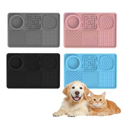 Pet Lick Mat Cats Fun Slow Feeder with Suction Cups Non-Slip Silicone Dog Treat Enrichment Mat Cat Puzzle Feeder for Anxiety Relief