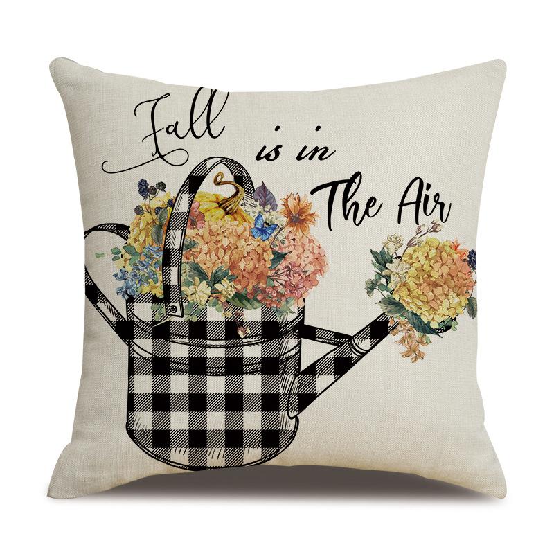 Thanksgiving Linen Pillowcase Autumn Pumpkin Print Pillow Cushion Cover