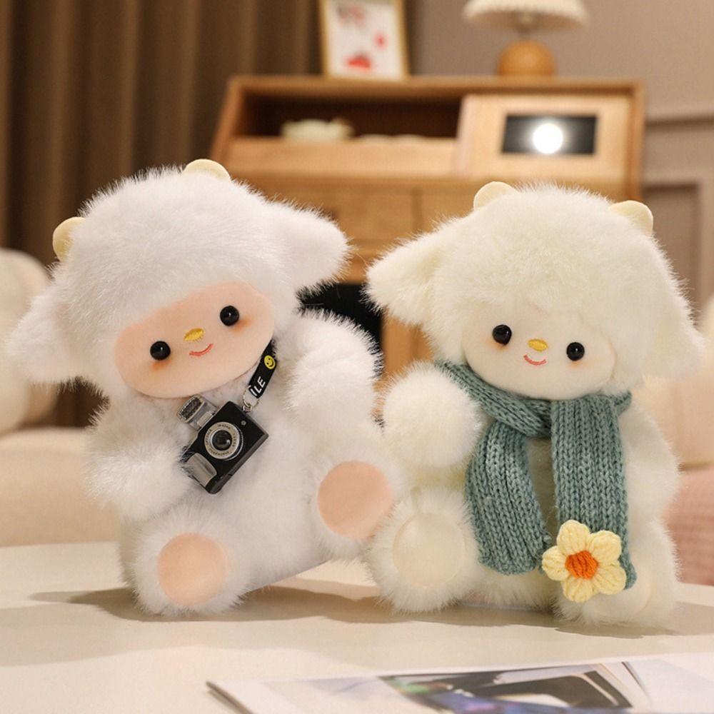 Moving White Sheep Plush Toys Scarf Lamb Intelligent Stuffed Dolls  Friends Holiday Present