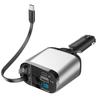 120W 4 IN 1 Car Charger with Retractable Cable USB Type C Cable For IPhone Samsung Fast Charge Cord Cigarette Lighter Adapter