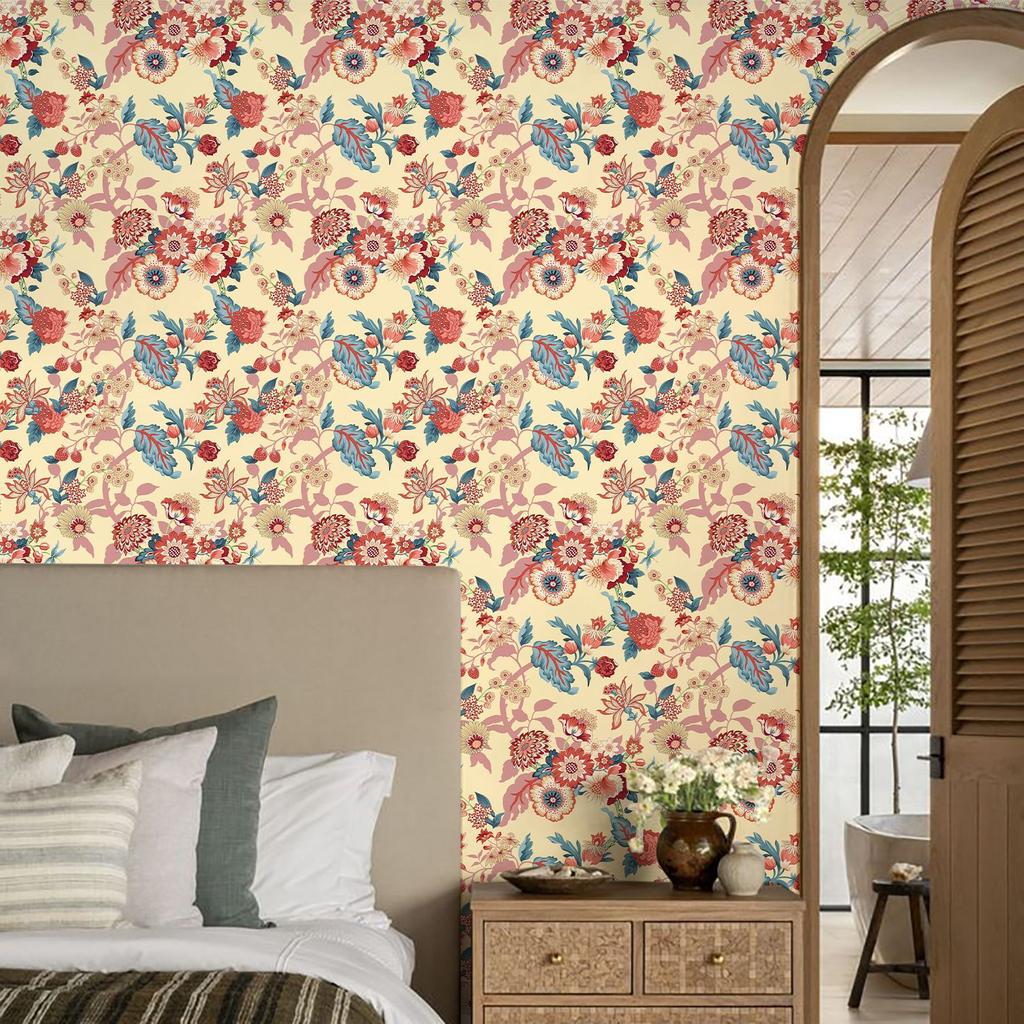 Baroque Flower Peel and Stick Wallpaper Flower Leaves Contact Paper Self Adhesive Wall Paper Roll for Bathroom Walls Furniture