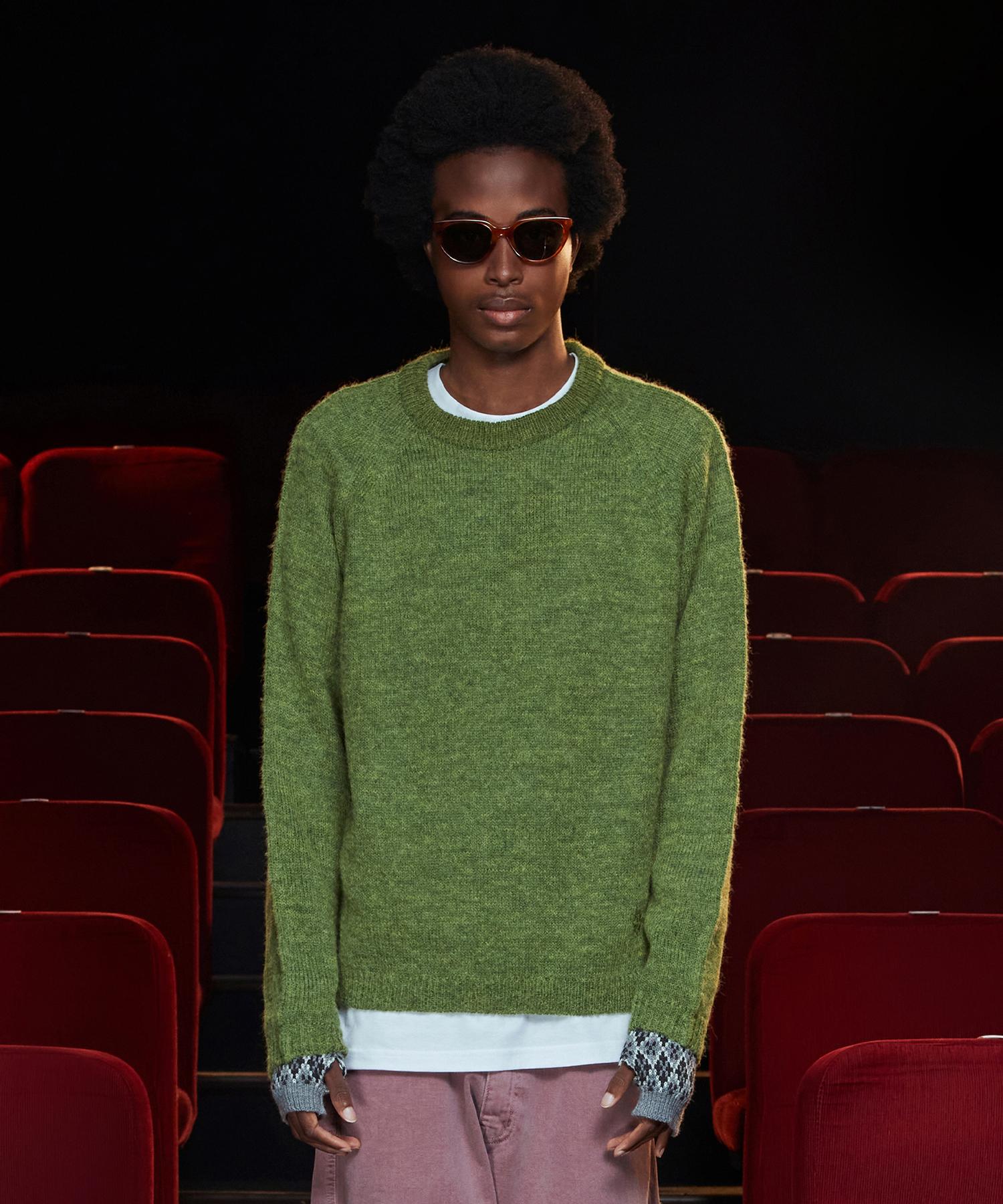 Analogoid Tuck Alpaca Knit / Green Green/M