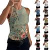 Women's Fashionable Round Neck Floral Print Sleeveless Vest Top