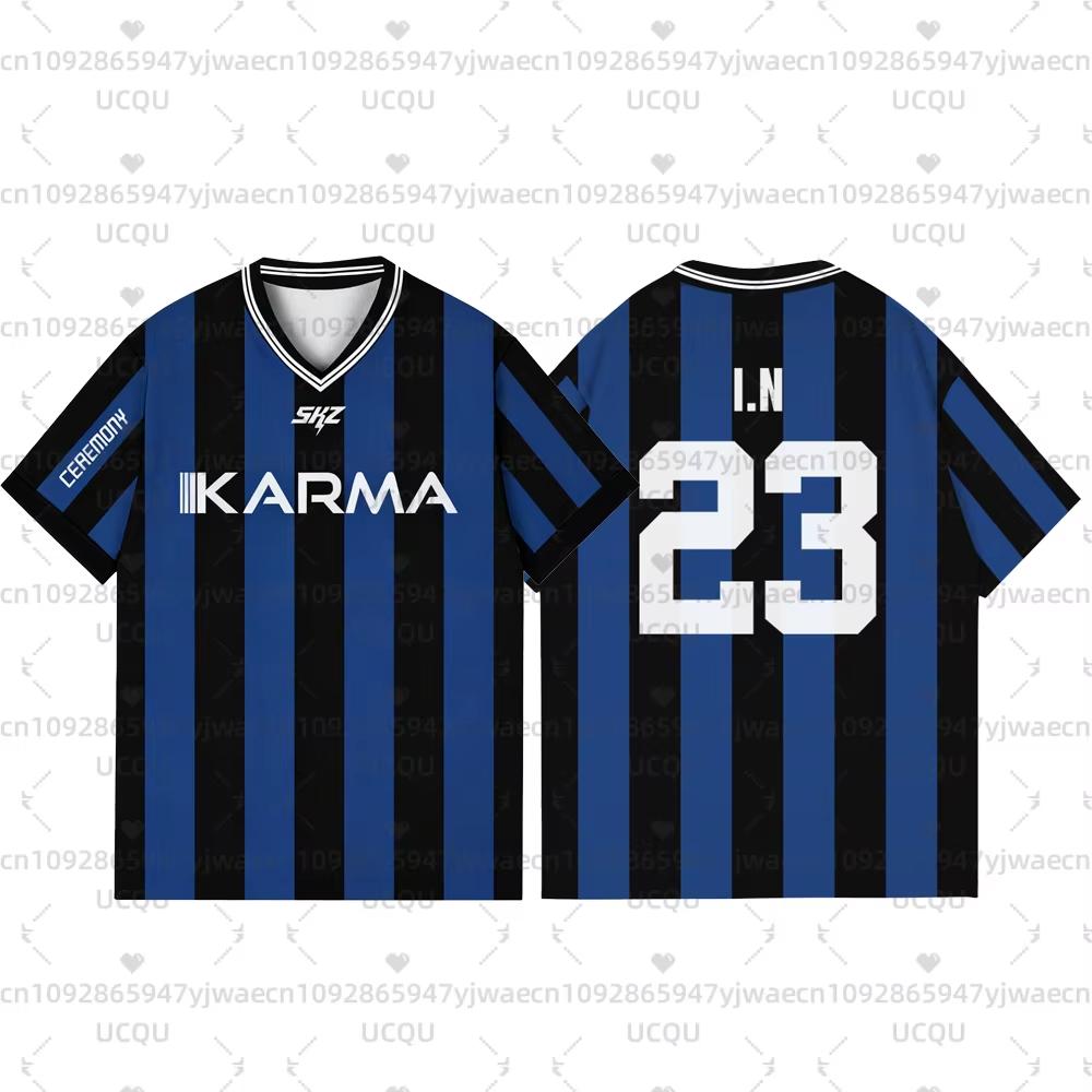 

Kpop Stay Karma Альбом Футболка для фанатів Felix Bangchan Hyunjin Вуличний одяг Повсякденний Спортивний Оверсайз Коротка рукава Чоловічий одяг Футболка XL