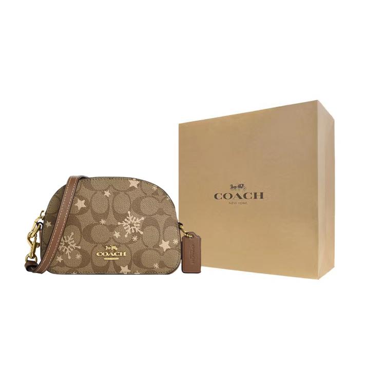 COACH Serena Canvas With Leather Crossbody Bags Small Women's Khaki & Gold CN709-IMWD9