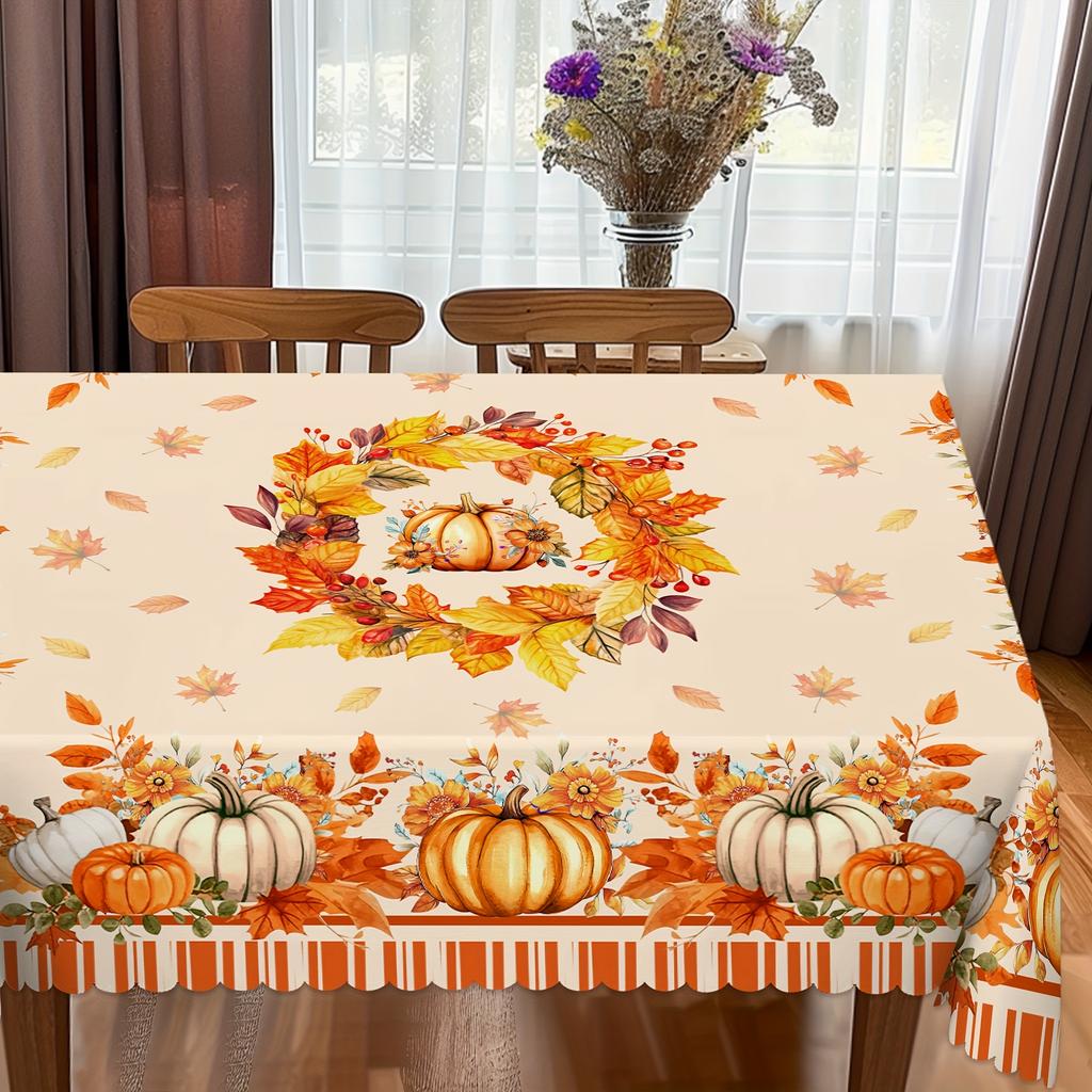 Herbst Erntedank Kürbis Ahornblätter Tischdecke Für Tischdeko Herbst Ernte Floral Küche Esstisch Tuch Hochzeitsdeko