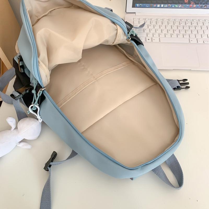 Men Lightweight Backpack Letter Print Student Schoolbag Women Large Capacity Campus Backpack with Pen Bag