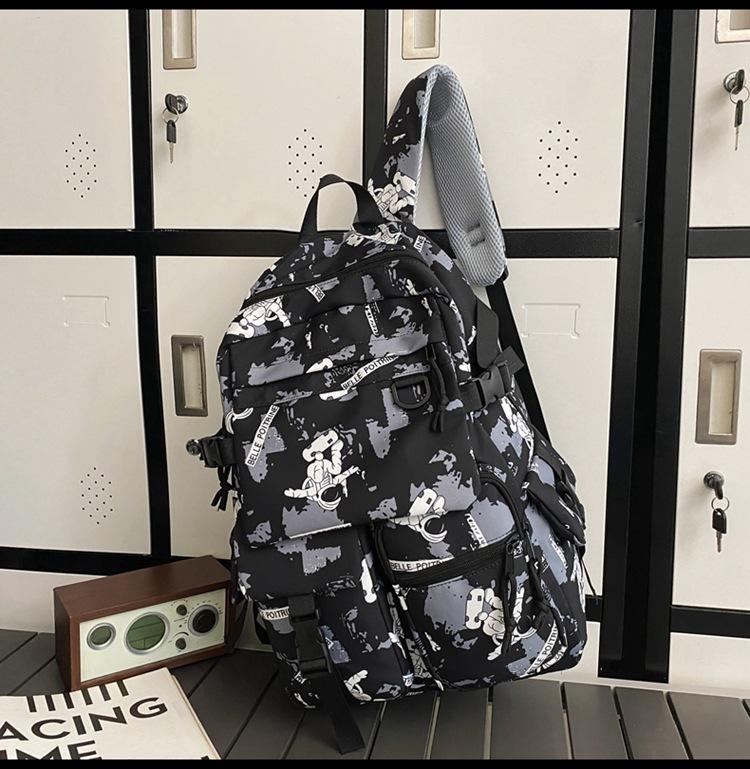 School bag large capacity multi-compartment tide cool junior high school students design sense versatile personality graffiti back