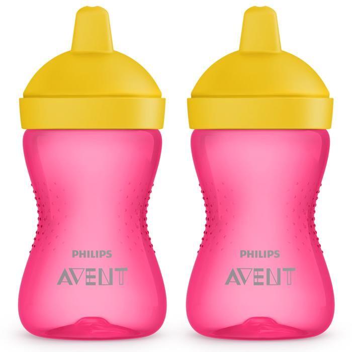 Lot de 2 gobelets bébé - Philips Avent - SCF804/04 - Anti fuite - Becs durs résistants - 300 ml - 18 mois+