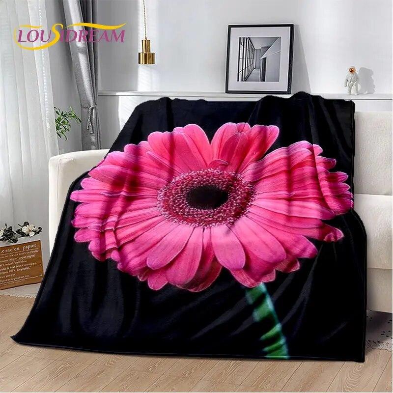 Nordic 3D Daisy Flower Soft Plush Blanket,Flannel Blanket Throw Blanket for Living Room Bedroom Bed Sofa Picnic Cover Bettdecke