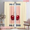 2pcs 2D Flat Printing Curtain Cherries Ma Cherie Polyester Fabric Without Electricity Seasonal Party & Holiday Decor Perfect for