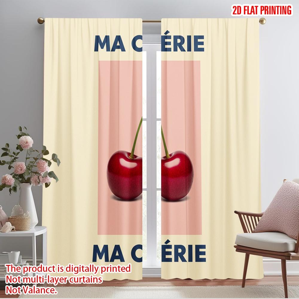 

2 шт. 2D плоская печать Шторы Вишни Ma Cherie Полиэстеровая ткань Без электричества Сезонная вечеринка и праздничный декор Идеально для 52.50×116.00 CM 2pcs