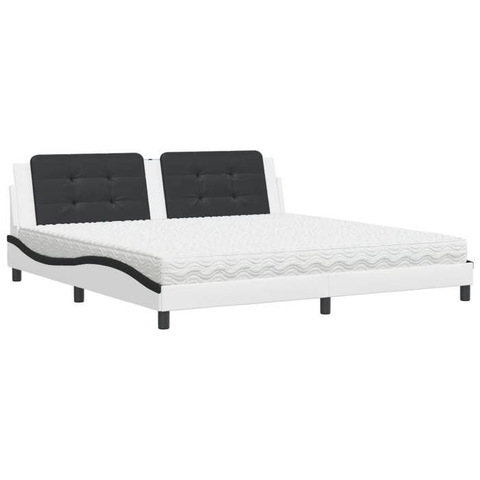 Maison Exclusive - Lit avec matelas Zadar blanc et noir 200x200 cm similicuir