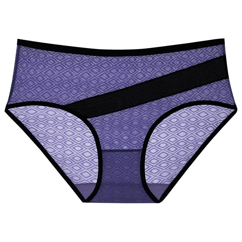 Women's Underwear With Mesh Breathable Knickers Sexy Mid Waist Briefs Ladies Underpants Fit 60kg to 125kg