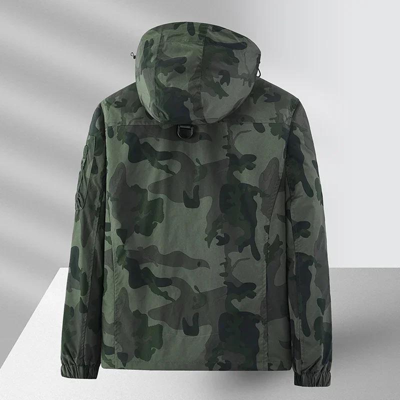 Kapuzen-Wander-Radjacke Herren Herbst Outdoor Bomberjacken Windbreaker Lässige Cargojacken Herren Mäntel