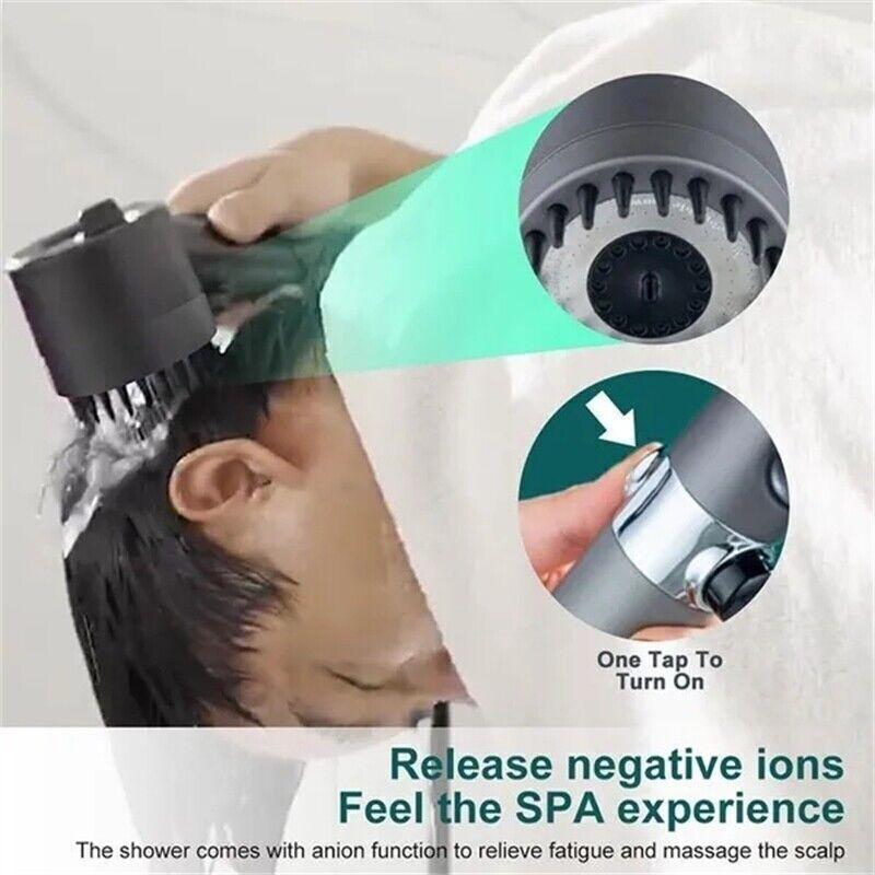 3 Modes Shower Head High Pressure Water Saving Massage Filter SPA Bathroom Hook Hose Handheld Innovative Accessories Set
