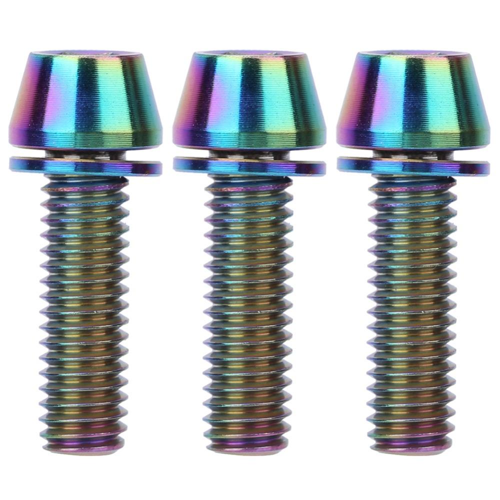 3PCS Titanium Alloy Bike  Stem Bolts Hex Tapered Head Bicycle Disc Brake Screws  Bike Maintenance