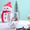 Double Wall Christmas Glass Cup Flowing Sequins Christmas Tree Snowman Coffee Cup Heat Resistant Tea Milk Juice Mug Xmas Gift