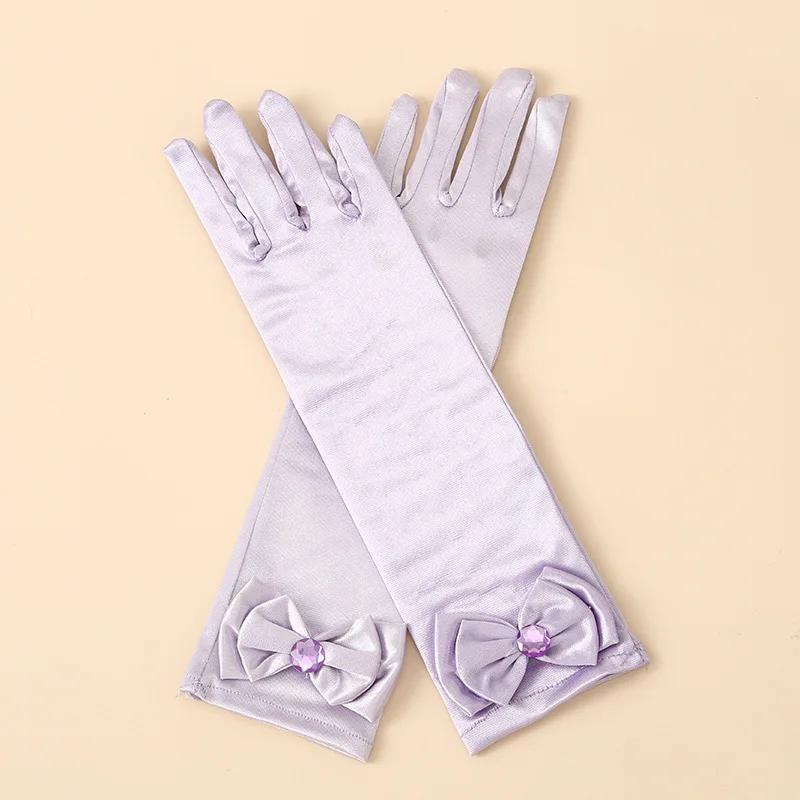 Overlapping bow ice and snow Elsa children's stage performance princess dress accessories satin gloves