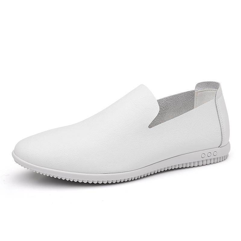 Fashion Designer Solid Color Male Leather Shoes Slip-on Flat-soled Men Loafers Spring Autumn Soft-soled Casual Man Driving Shoes