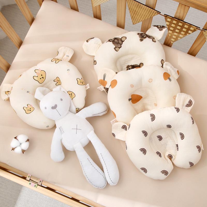 Pure Cotton U-Shaped Baby Pillow: Anti-Plagiocephaly, Sweat-Absorbent, Washable, Anti-Startle