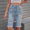 2026 Summer European & American Women's Ripped Denim Shorts - Fashionable, Versatile Slimming Jeans
