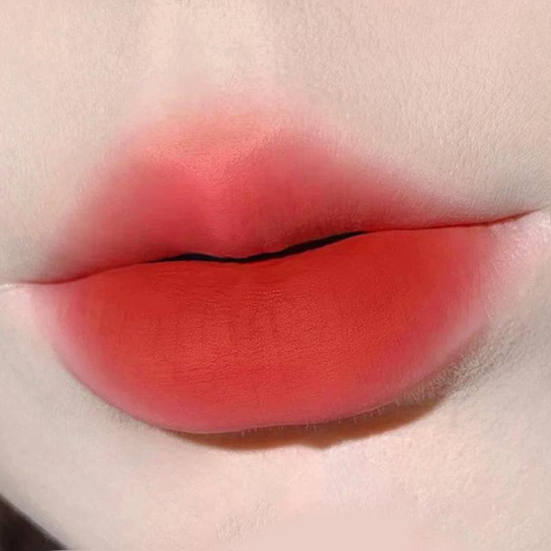 HERORANGE Mengcai Air Lip Glaze: Matte Cushion Lip Cream for a Natural Brick Red Look, Perfect for Autumn and Winter. 2 pieces