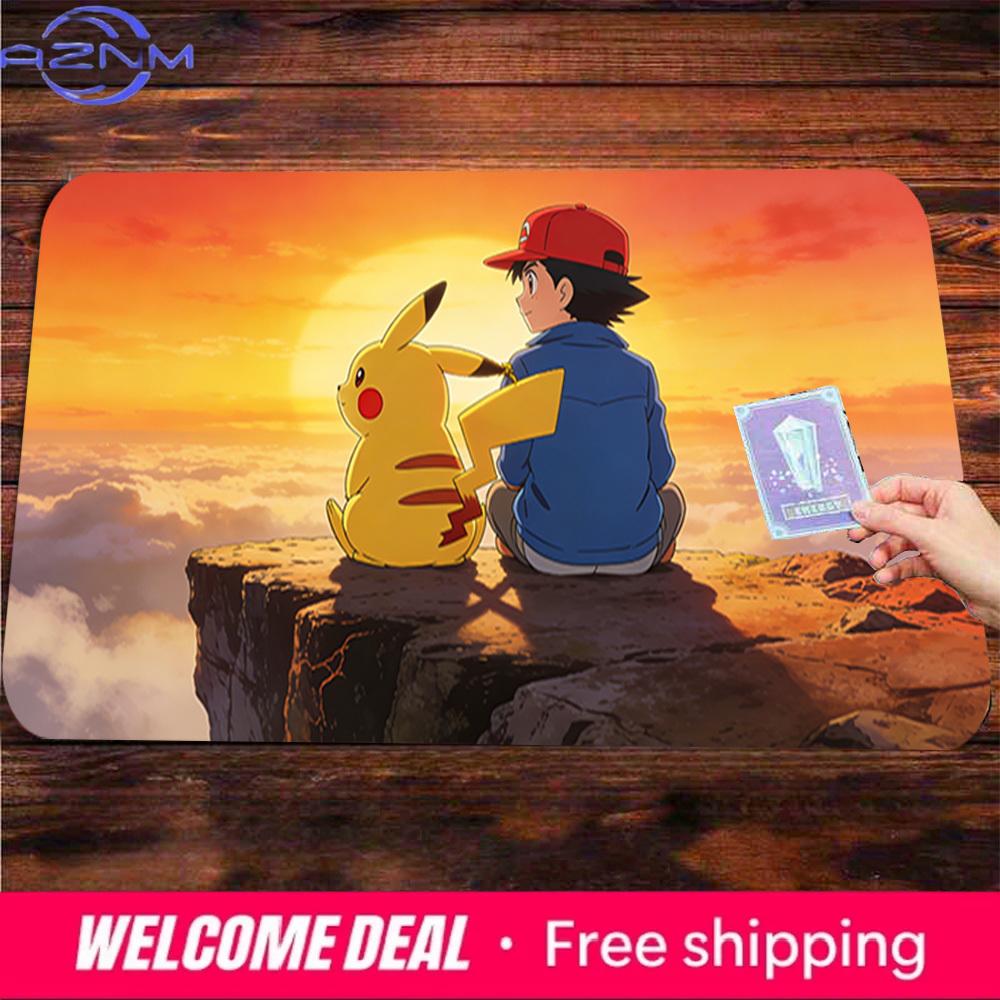 Pokemon Ash Pikachu Sunset Cliff Gaming Mouse Pad NonSlip Desk Mat TCG Playmat 30x80x0.2cm