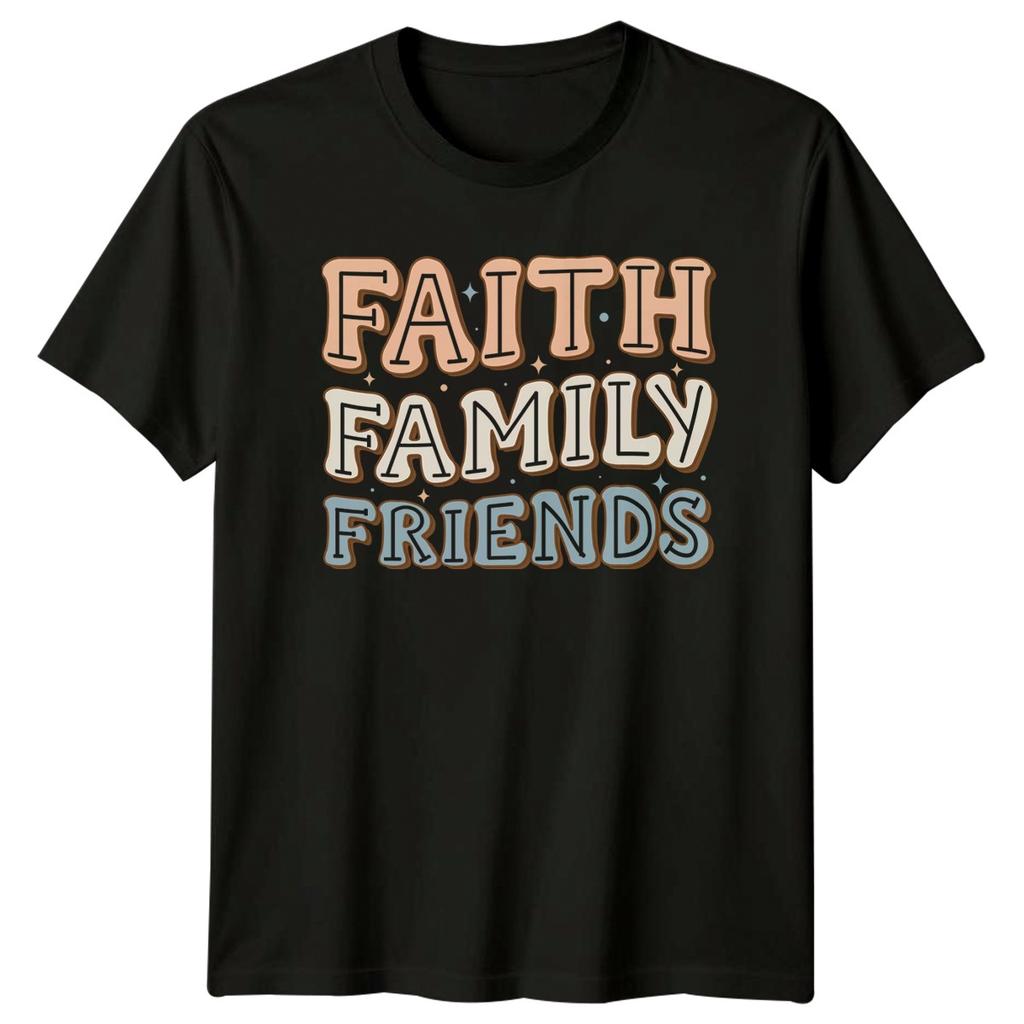 Faith Family Friends T-Shirt Retro Christian Christmas Gift For Him And Her