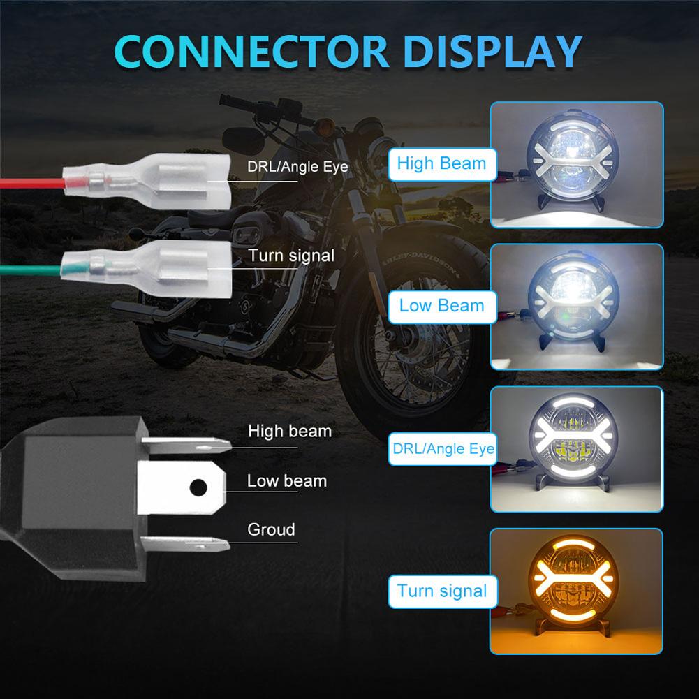 5.75 Inch Round LED Motorcycle Headlights 200W 20000LM High Brightness 6000K/3000K Hi/Low Beam Front Headlamp IP67 Waterproof