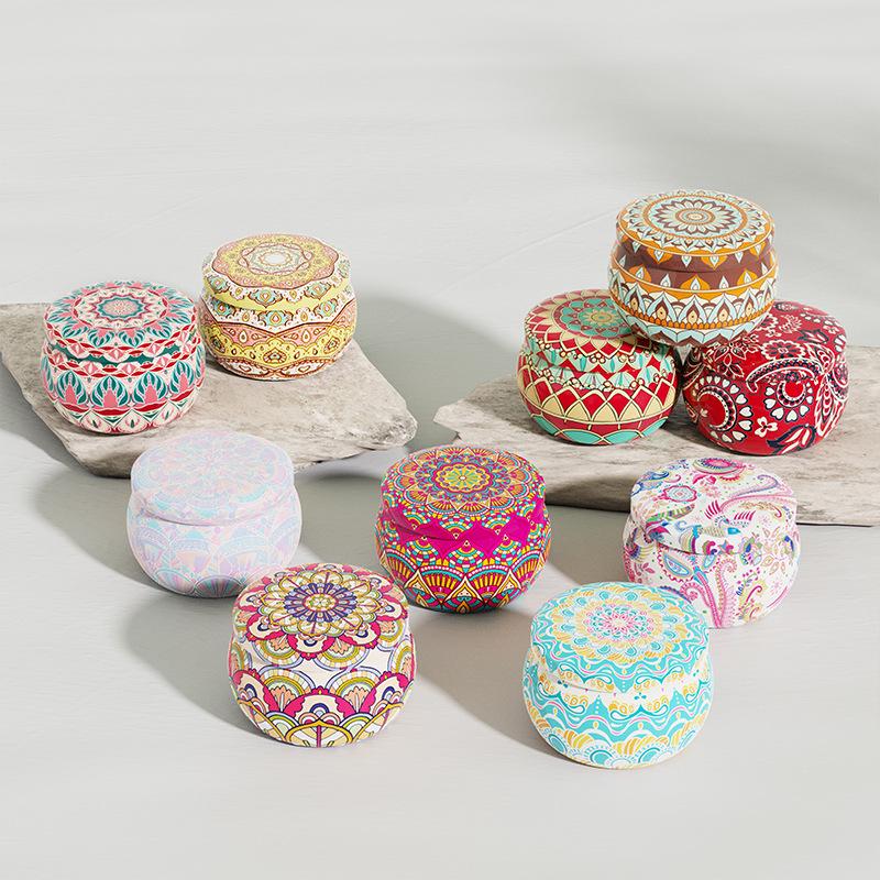 Cross-Border 2.2oz Scented Candle Tin - Candy Flower Tea Pear Design Gift Box
