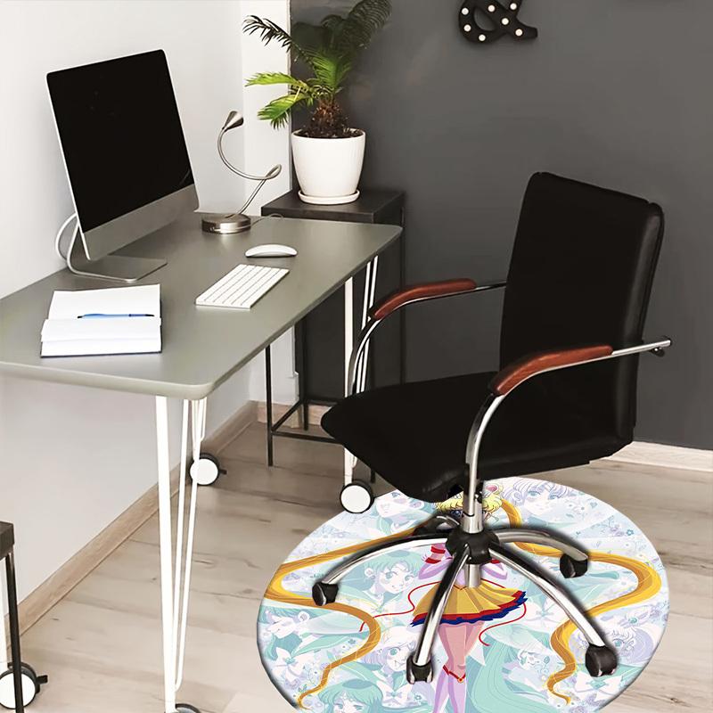 1pc Sailor Moon anime illustration Round carpet, Made of Polyester,Perfect for Decorating Office Chairs, Living Rooms,fplt054