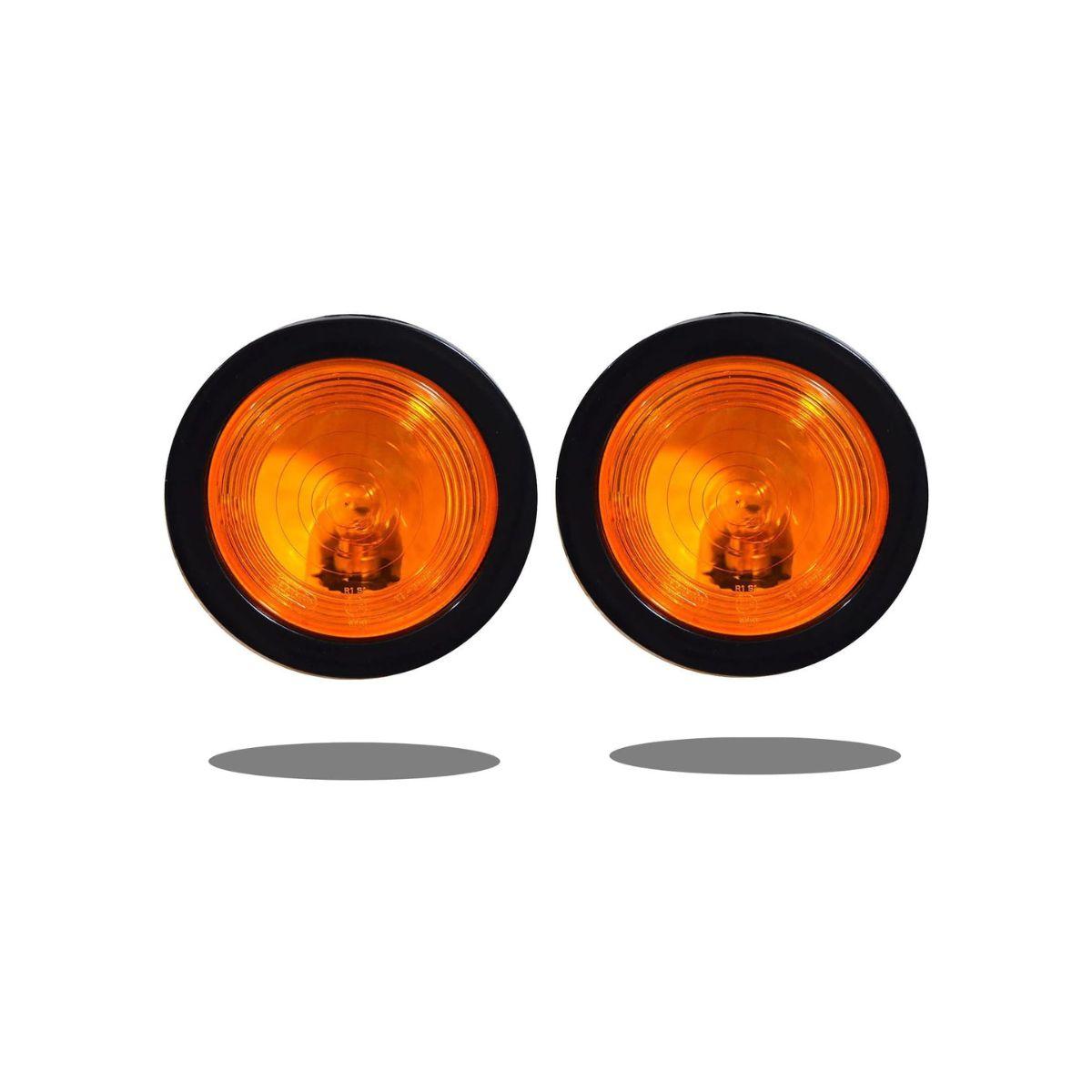 

APSMOTIV 2X Side Indicator Turn Signal Bus Lights Turn Tail Lights Grommet Mount, 4 Inch Round Amber Tail Lights Trailer Truck Flasher with 24v Bulbs бурштин