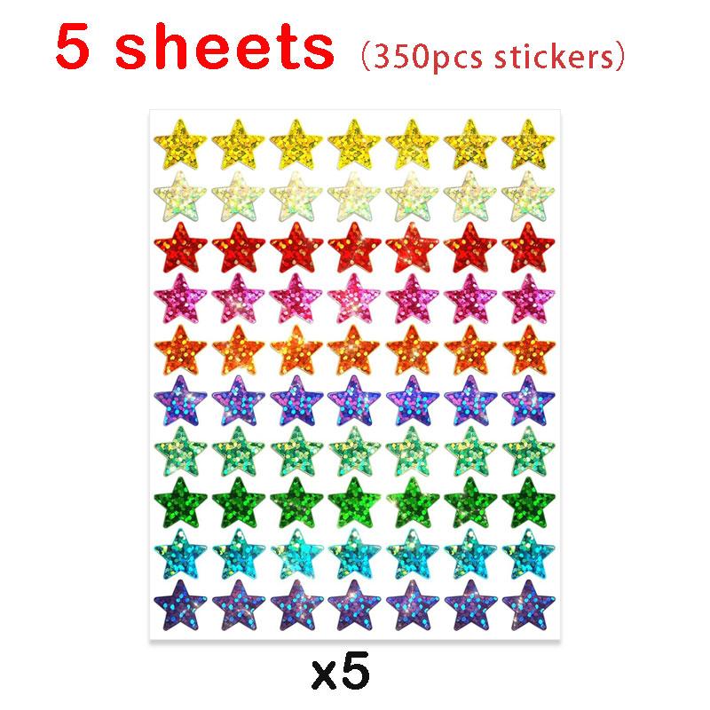3501050Pcs Colorful Holographic Foil Star Reward Stickers Student Planner Behavior Awards School Classroom Teacher Supplies